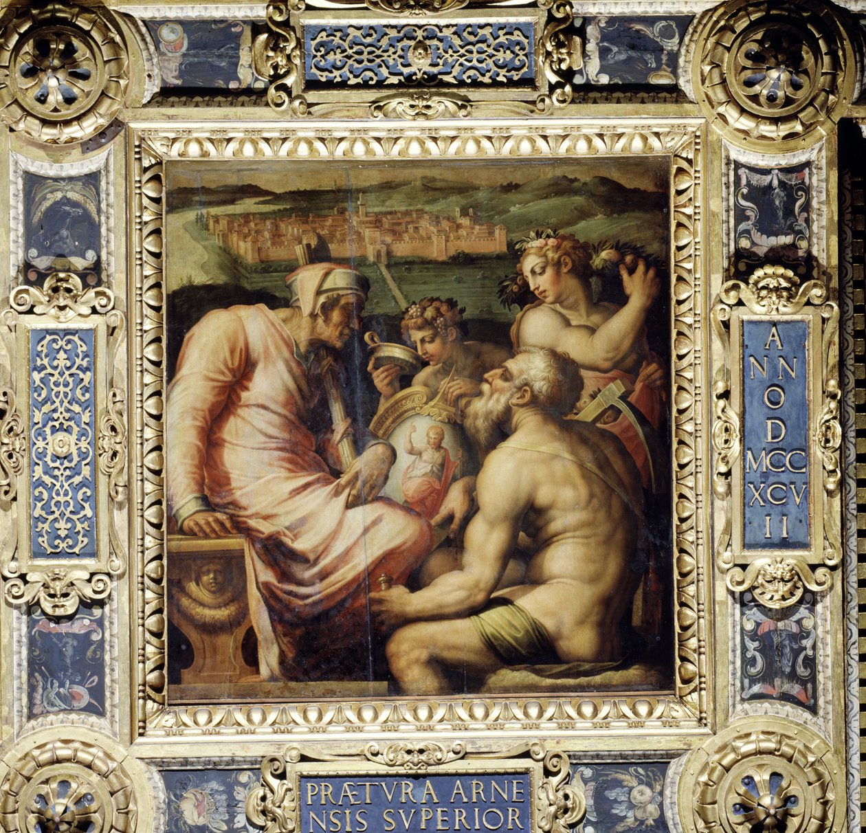 Allegori af landsbyen San Giovanni Valdarno fra loftet på Salone dei Cinquecento, 1565 (panel) af Giorgio Vasari