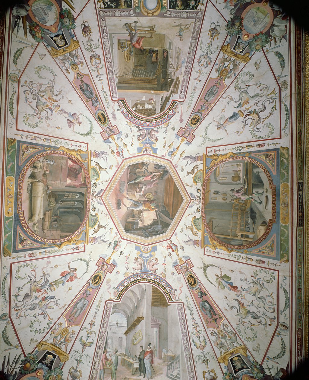 Loft fra Vasari-korridoren, 1560-80 af Giorgio Vasari
