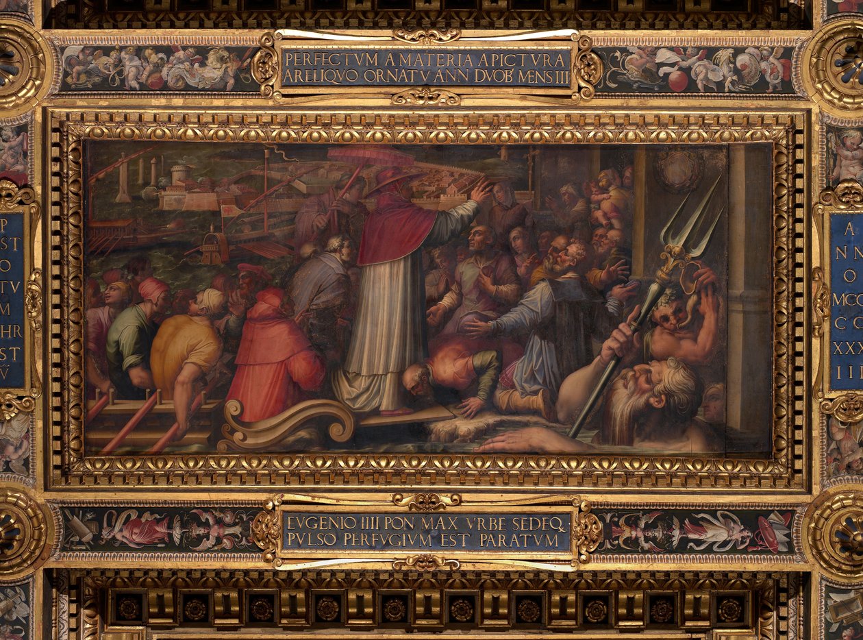 Eugenio IV lander ved Leghorn for at søge tilflugt i Firenze af Giorgio Vasari