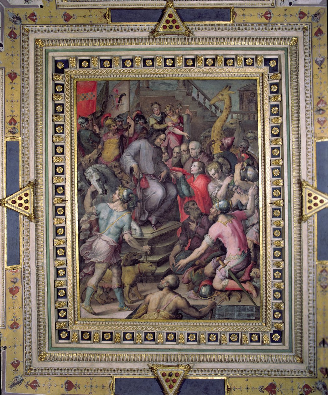 Lorenzo de Medici modtager gaver fra sine ambassadører af Giorgio Vasari