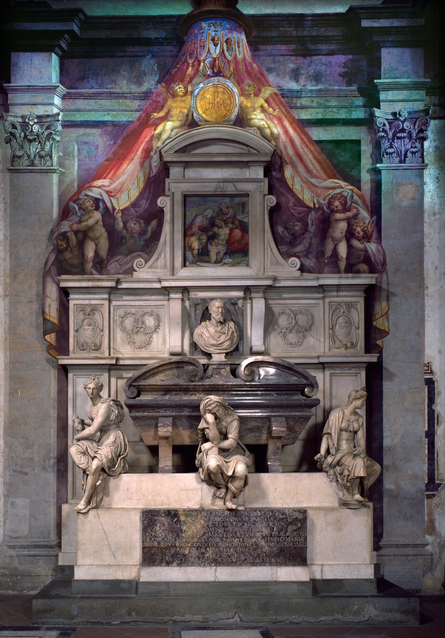 Monument til Michelangelo Buonarroti (1475-1564) (marmor) af Giorgio Vasari