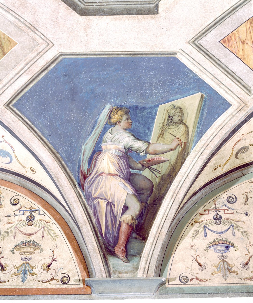 Maleri, De fire kunster, Peduccio, Camera della Fama, 1542 af Giorgio Vasari