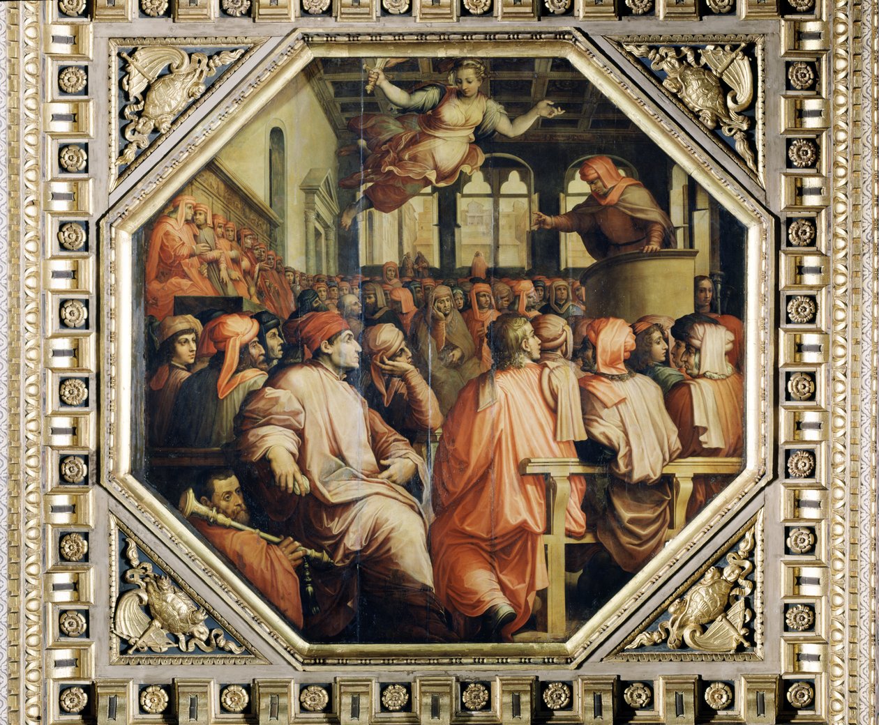 Antonio Giacominis bøn for krigen med Pisa fra loftet på Salone dei Cinquecento, 1565 (panel) af Giorgio Vasari