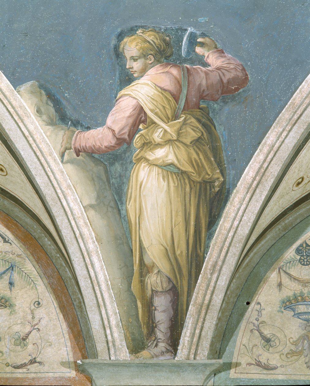 Skulptur, De fire kunster, Peduccio, Camera della Fama, 1542 af Giorgio Vasari