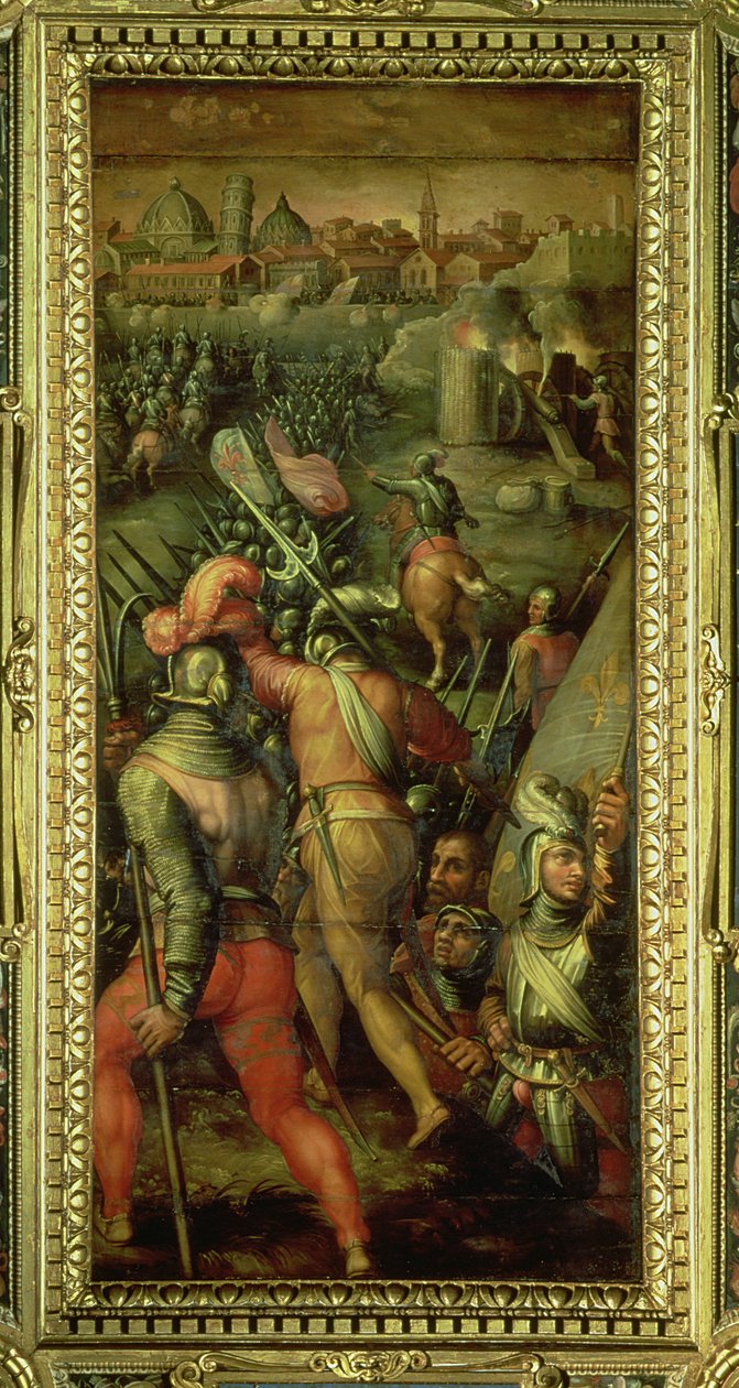 Slaget ved Barbagianni fra loftet på Salone dei Cinquecento, 1565 (panel) af Giorgio Vasari