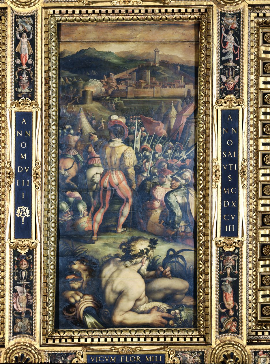 Fangsten af Vicopisano fra loftet på Salone dei Cinquecento, 1565 (panel) af Giorgio Vasari