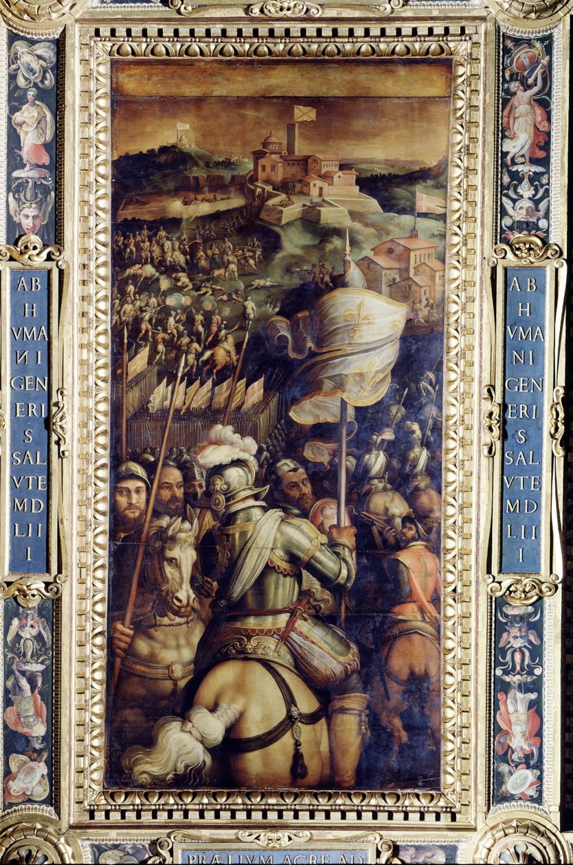 Erobringen af fæstningen Monastero fra loftet på Salone dei Cinquecento, 1565 (panel) af Giorgio Vasari