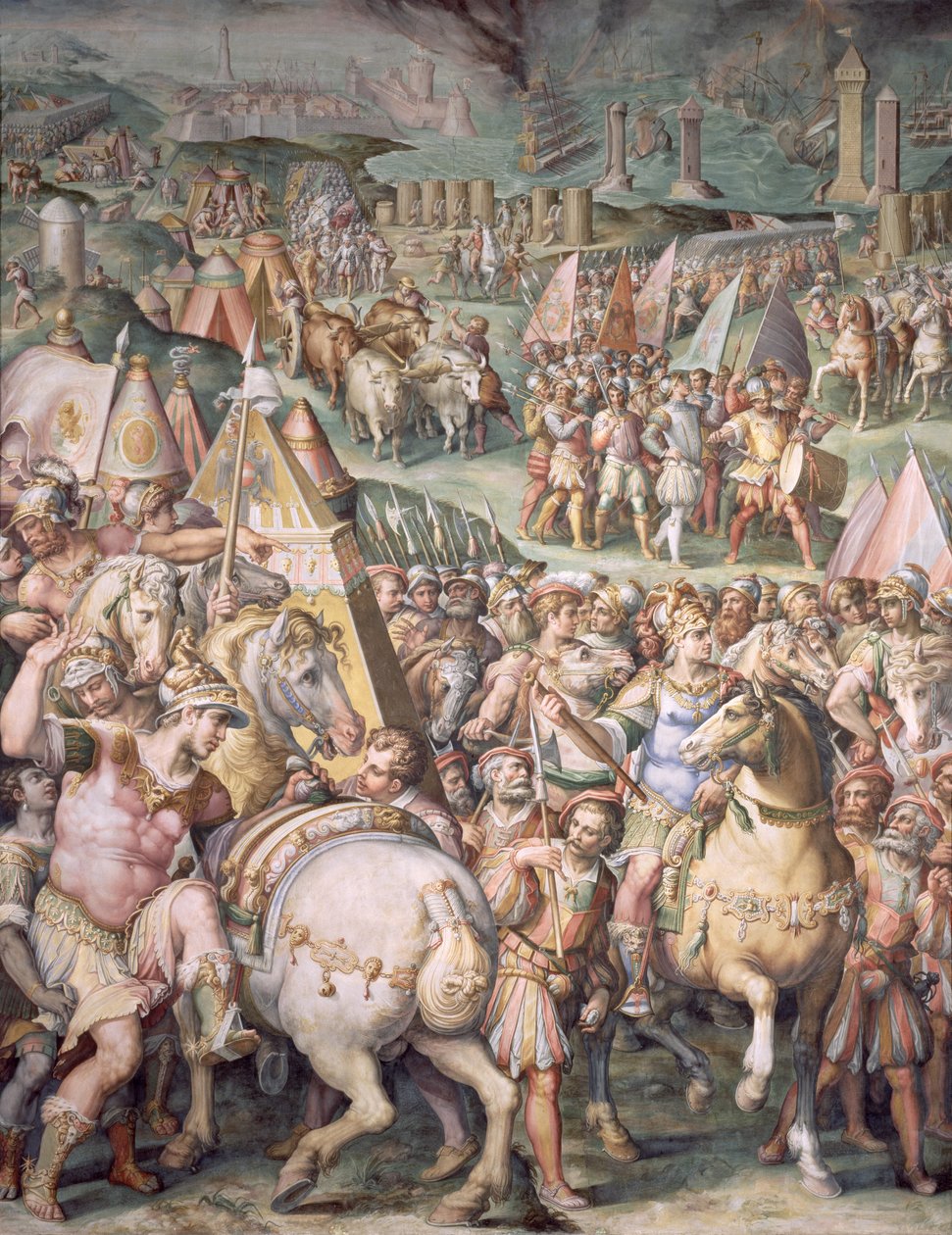 The Siege of Livorno af Maximilian I (1459-1519) fra Salone dei Cinquecento, 1555-72 af Giorgio Vasari