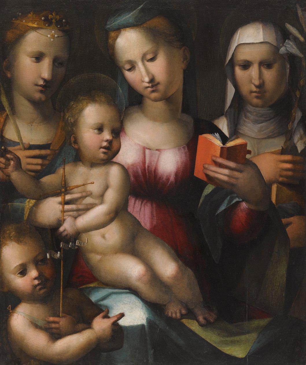 Madonnaen og barnet med de hellige Anne, Katarina og Johannes Døberen af Giorgio di Giovanni