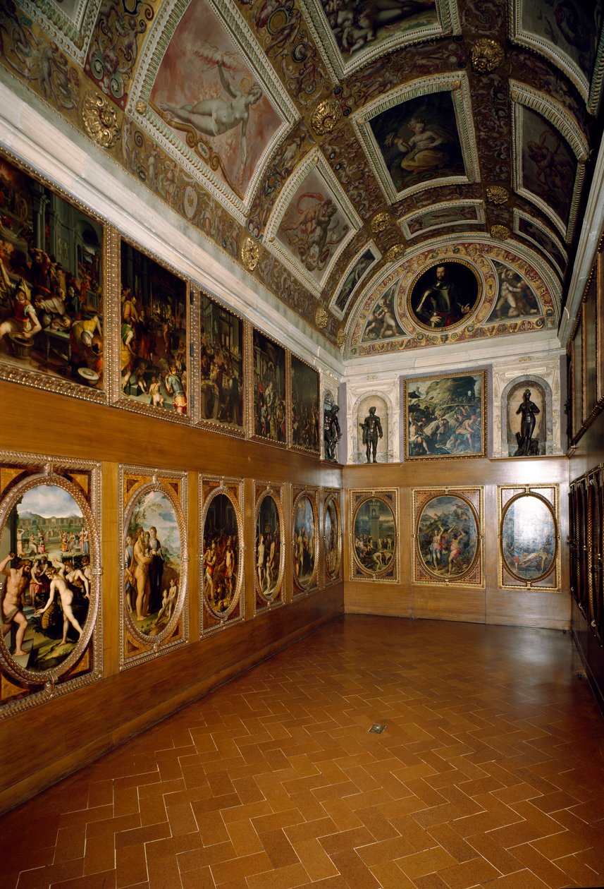Udsigt over Studiolo de Francesco I de Medici af Giorgio (and workshop) Vasari