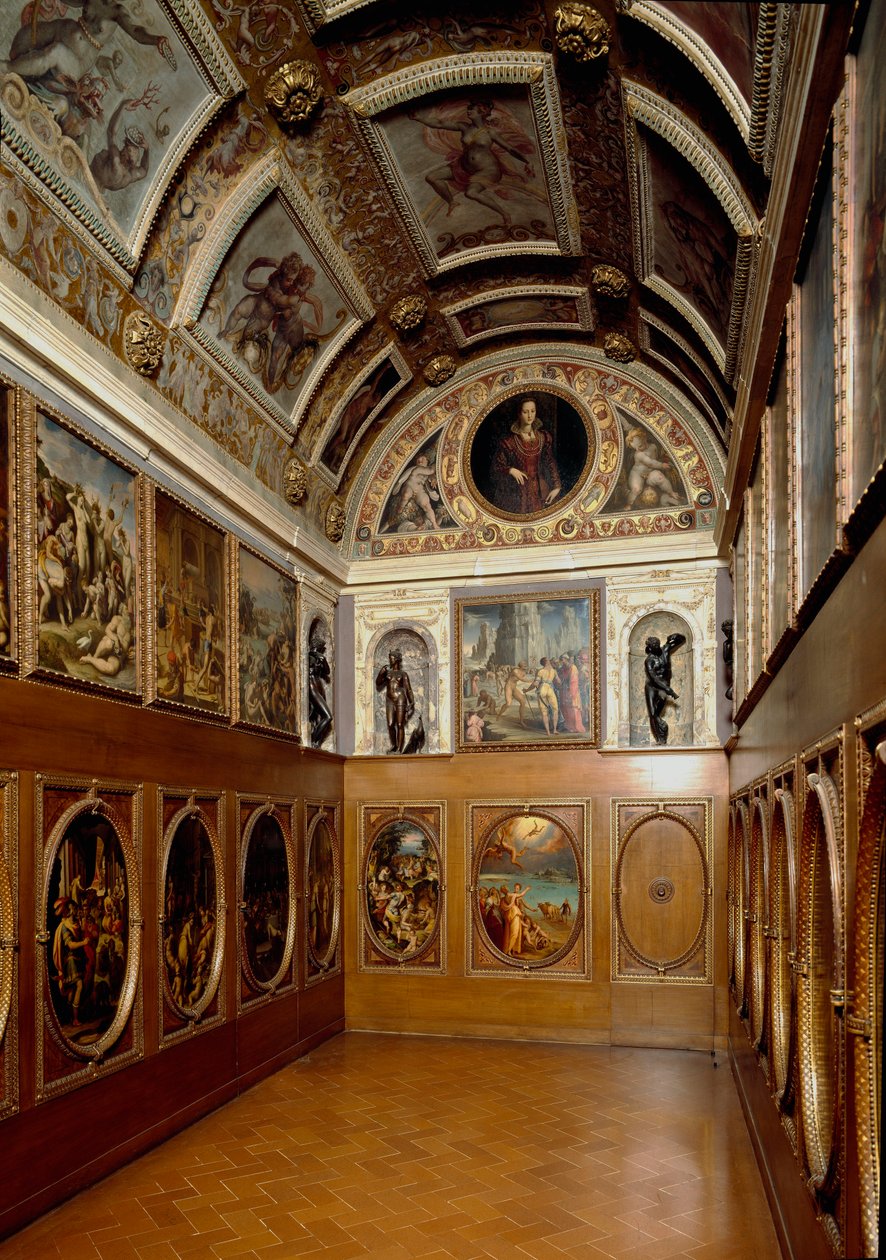 Udsigt over Studiolo of Francesco I de Medici af Giorgio (and workshop) Vasari