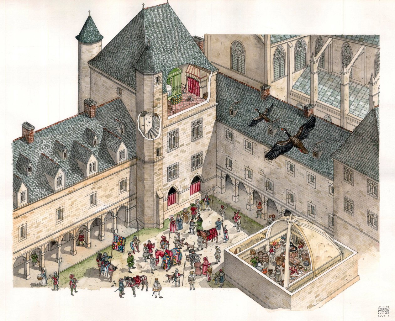 Middelalderen: Luftfoto af Palais des Dukes de Burgundy i Dijon (Cote d