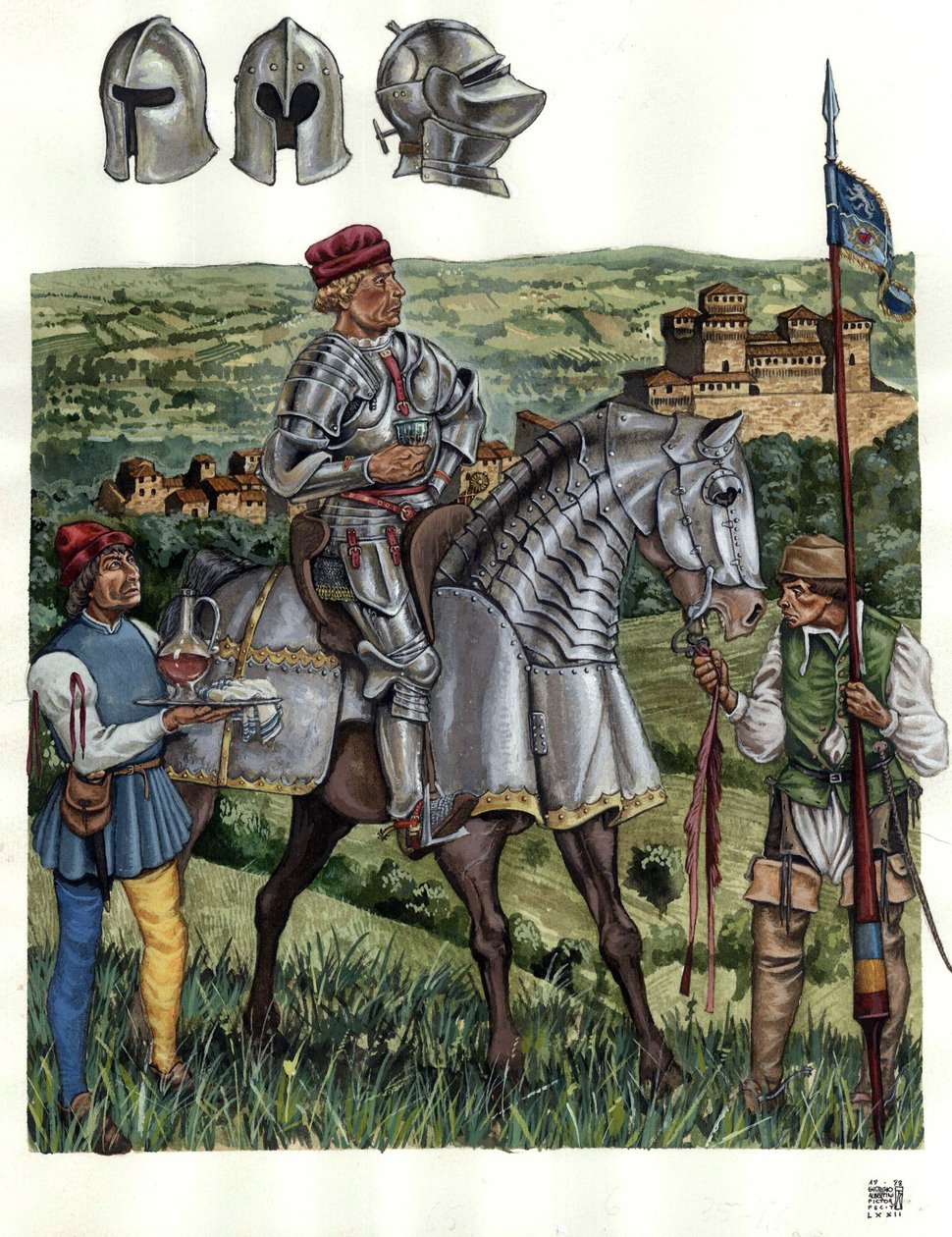 Middelalderen: Portræt af condottiero (condottiere) i det centrale Italien i det 15. århundrede. af Giorgio Albertini