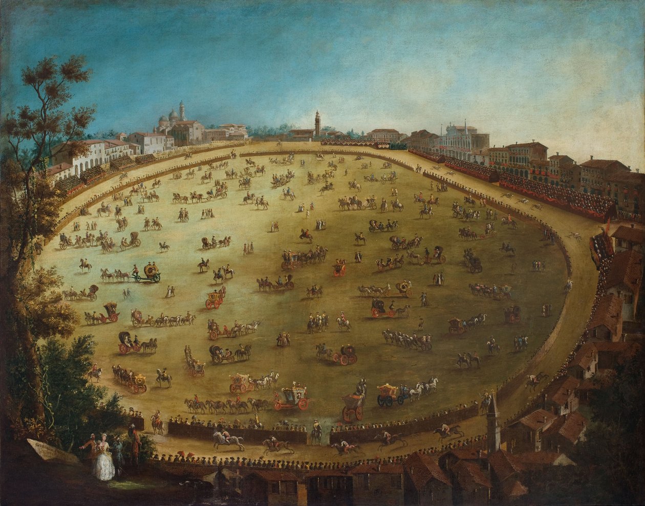 Hestevæddeløb ved Prato della Valle i Padua, midten af det 18. århundrede.. af Giorgio Fossati