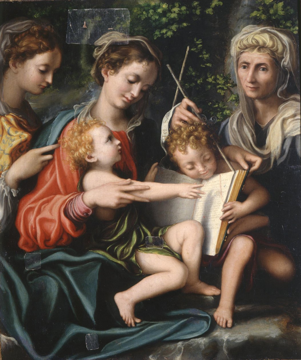 Jomfru og barn med de hellige Johannes Døberen, Maria Magdalena og Elizabeth, ca 1529 af Giorgio Gandini del Grano