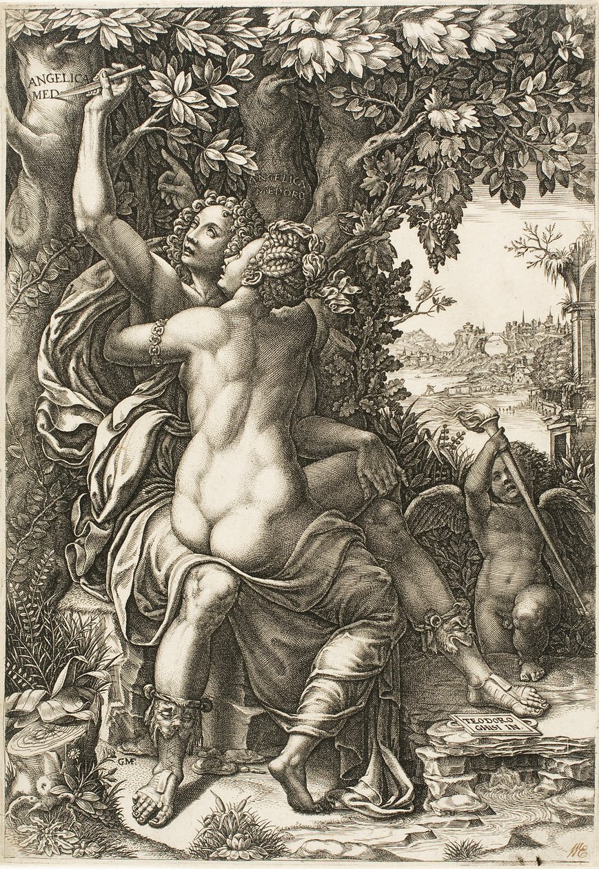 Angelica og Medoro af Giorgio Ghisi