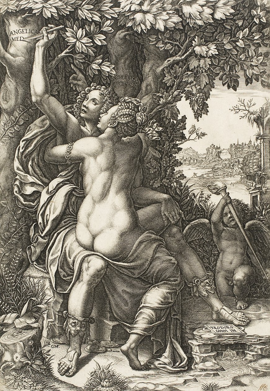 Angelica og Medoro, ca. 1570 af Giorgio Ghisi