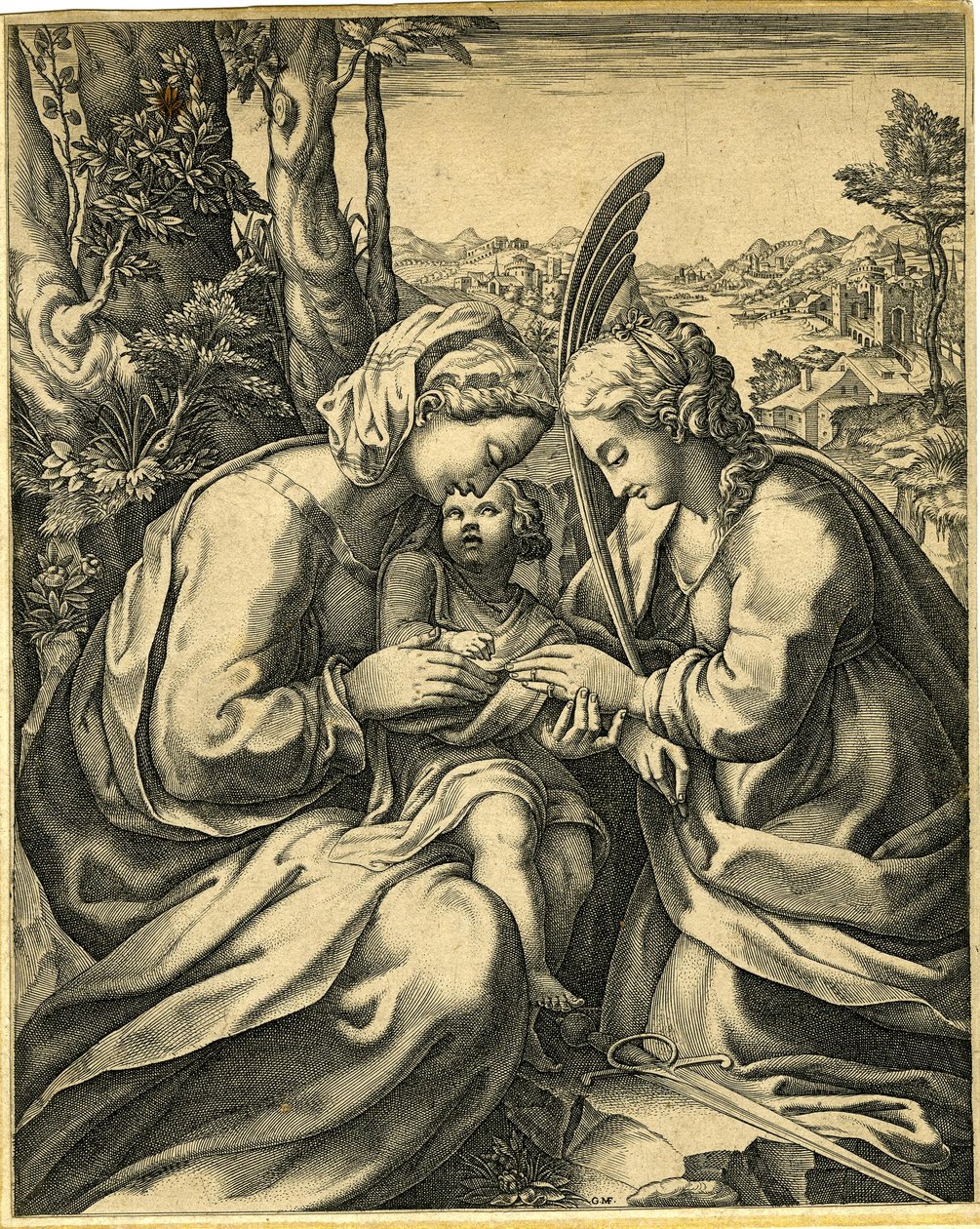 Giorgio Ghisi - Den hellige Katarinas bryllup, 1850,0413.130 af Giorgio Ghisi