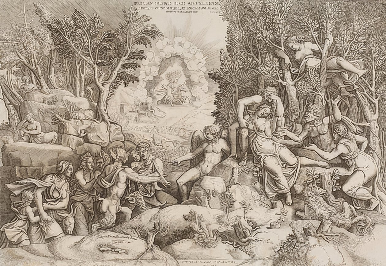 Cephalus sørger over Prokris (efter en tegning af Giulio Romano, se billede nummer 27883) af Giorgio Ghisi