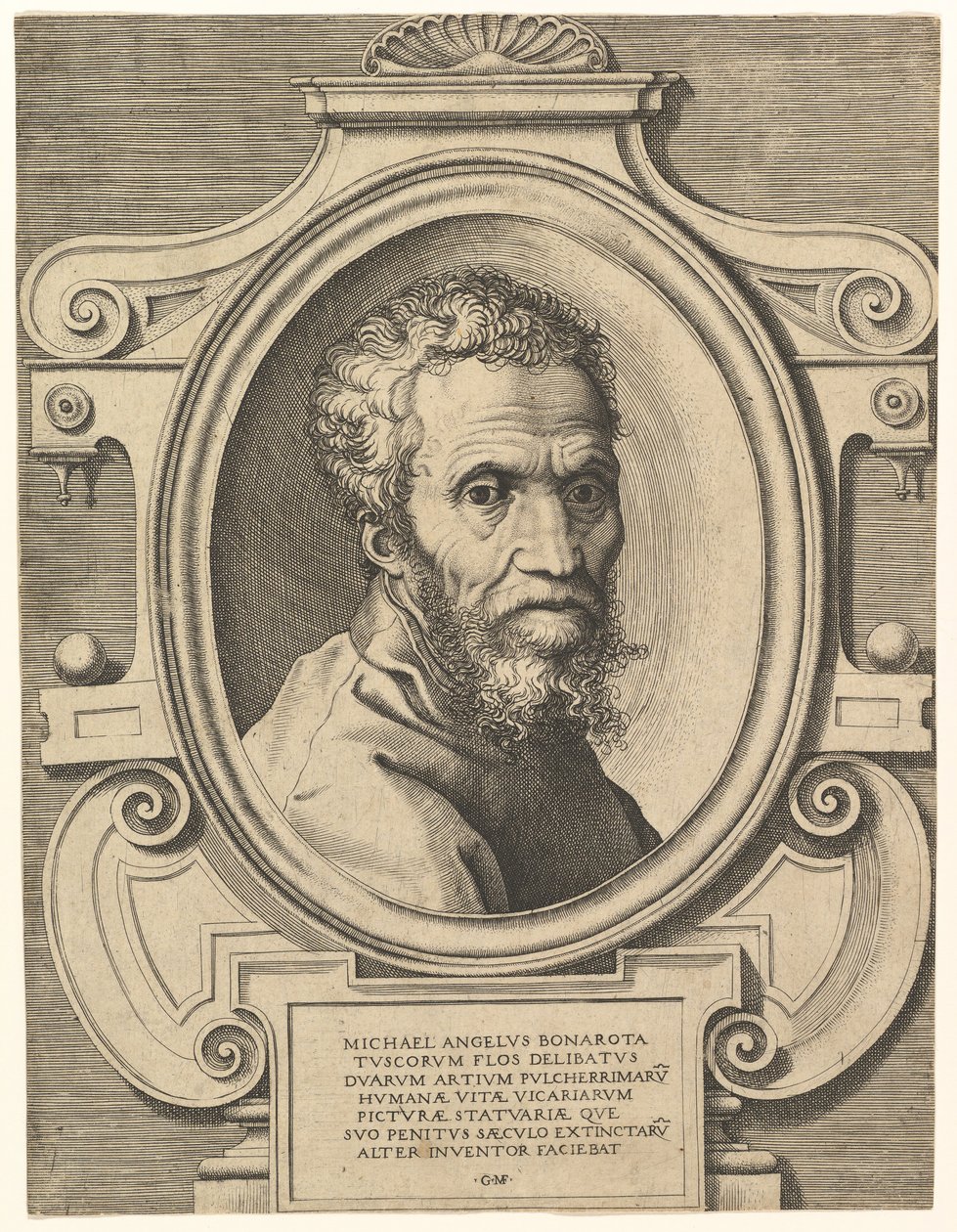 Portræt af Michelangelo, efter 1564. af Giorgio Ghisi