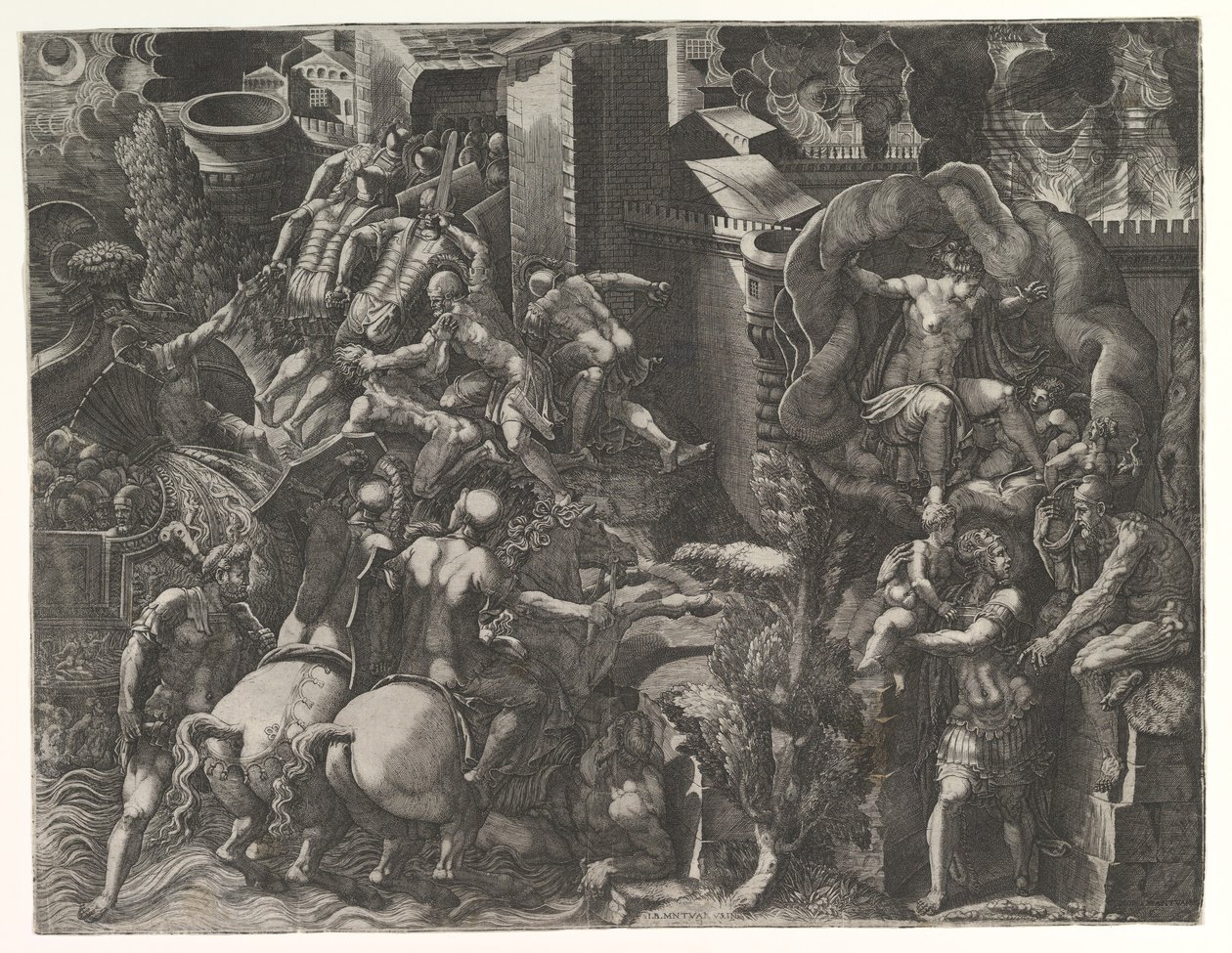 The Fall of Troy and Escape of Aeneas, midten af 1540