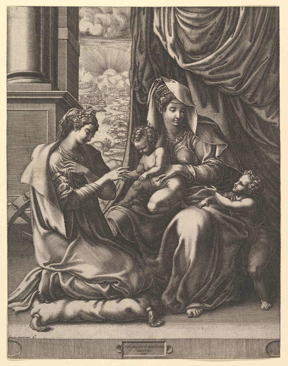 St. Catherines mystiske ægteskab, ca. 1555-56. af Giorgio Ghisi