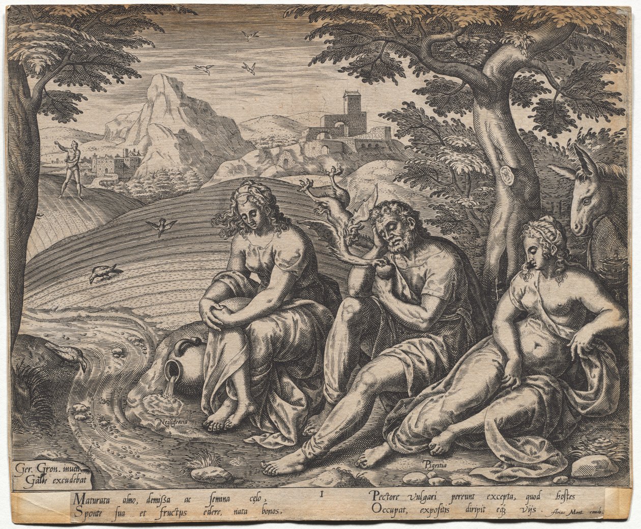 Lignelsen om såmanden og frøet: frøet, der falder ved vejen (efter Gerard Van Groeningen, aktiv Antwerpen 1563-1573) af Giorgio Ghisi