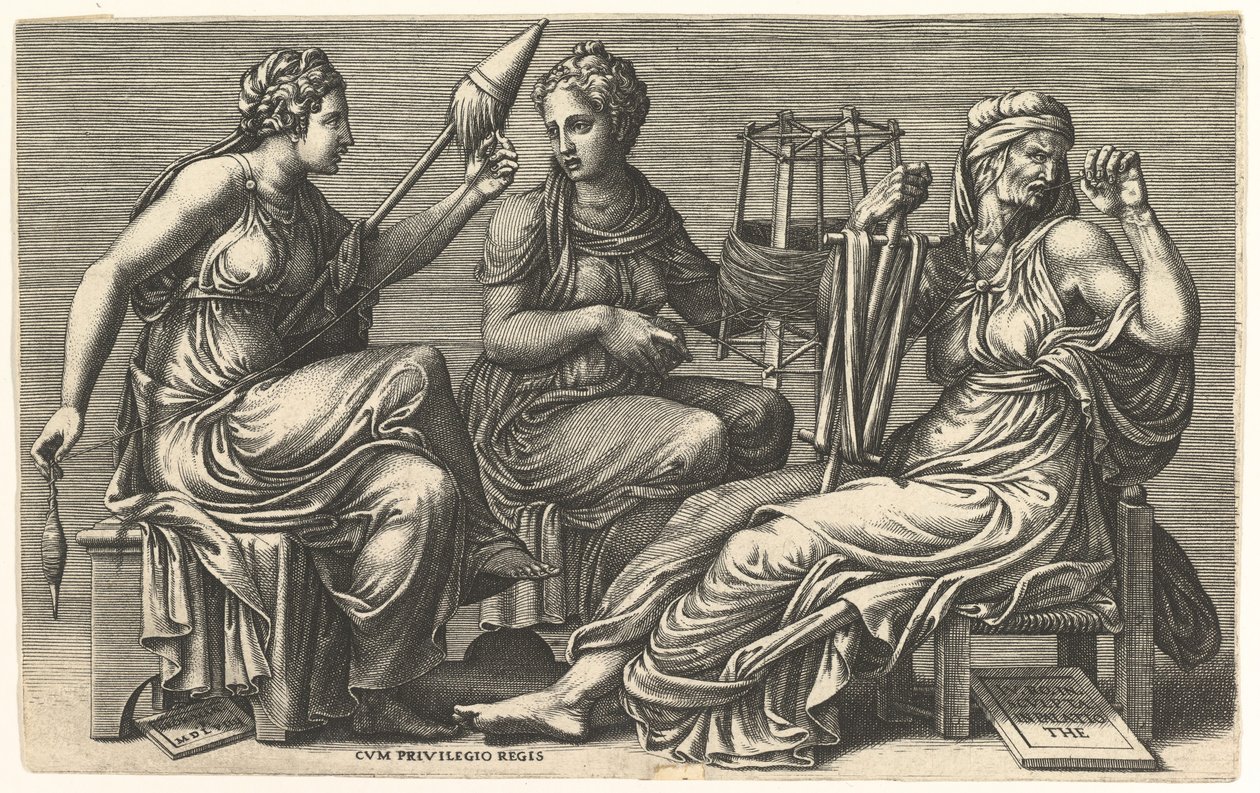 De tre skæbner Clotho, Lachesis og Atropos, 1558-59. af Giorgio Ghisi