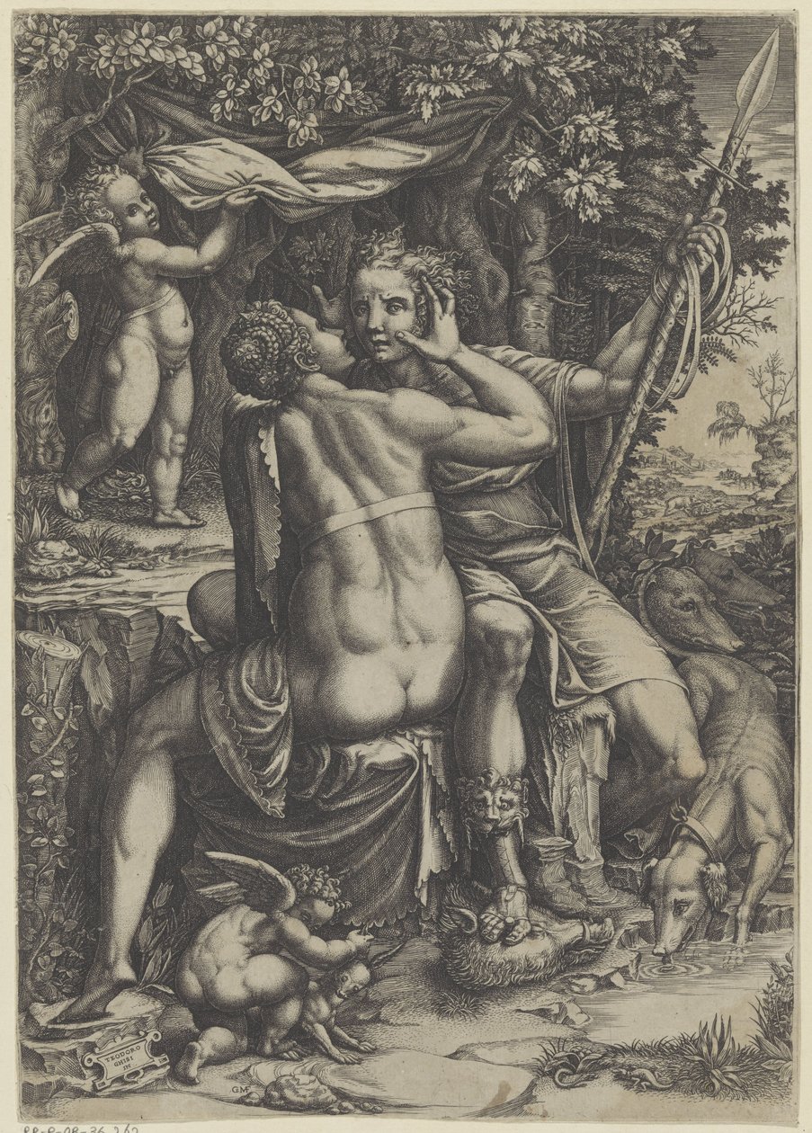 Venus og Adonis af Giorgio Ghisi