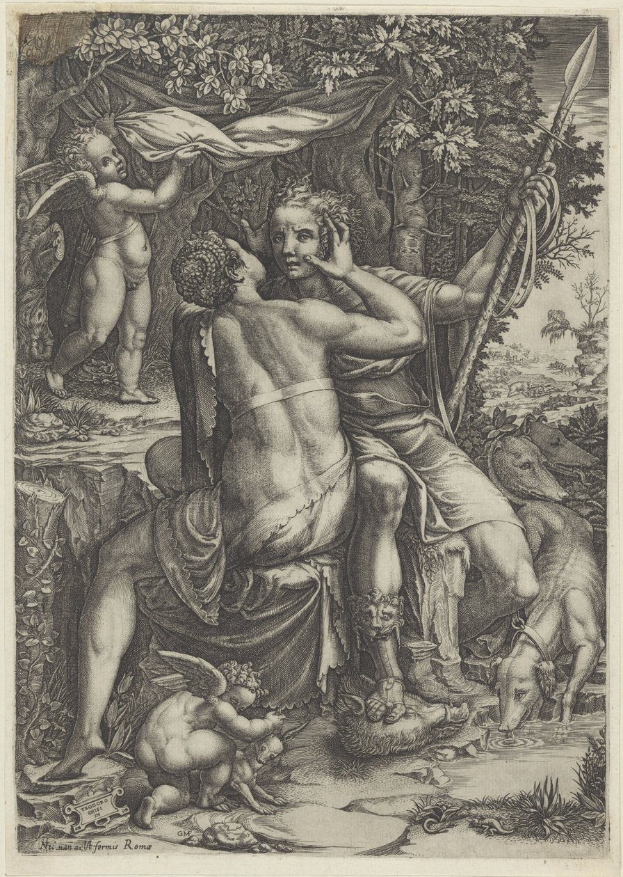 Venus og Adonis af Giorgio Ghisi