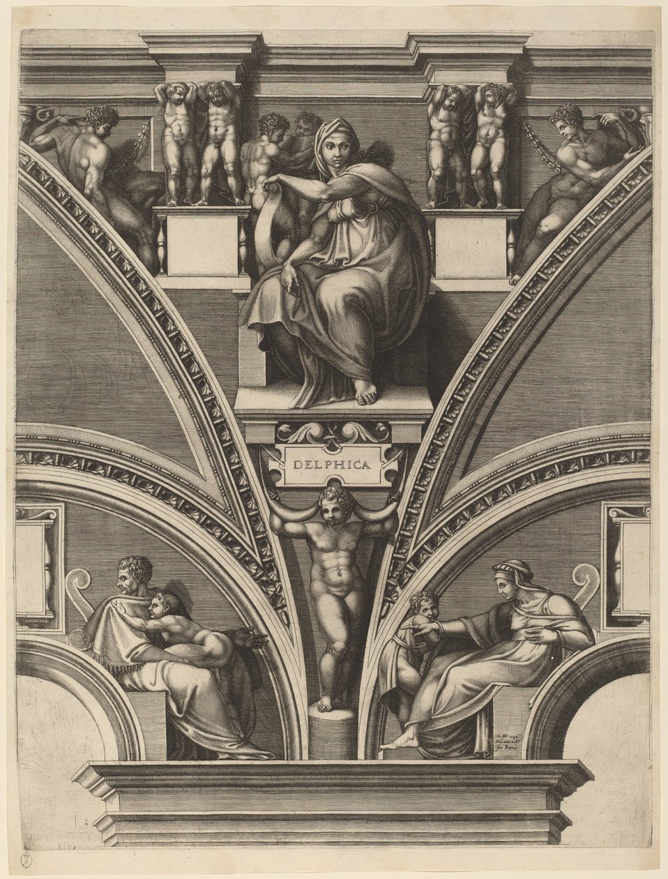 Den delfiske sibylle af Giorgio Ghisi after Michelangelo