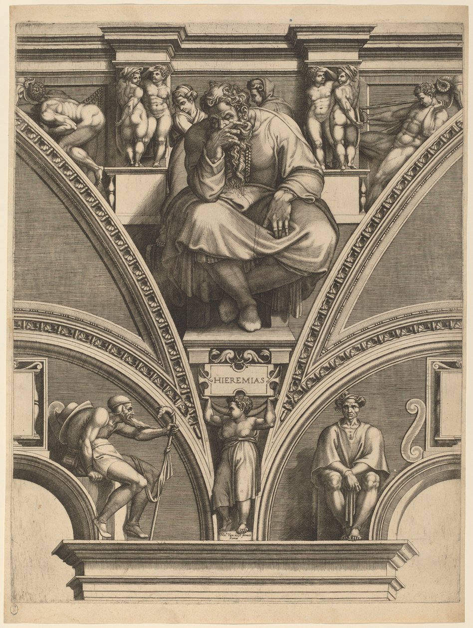 Profeten Jeremias af Giorgio Ghisi after Michelangelo