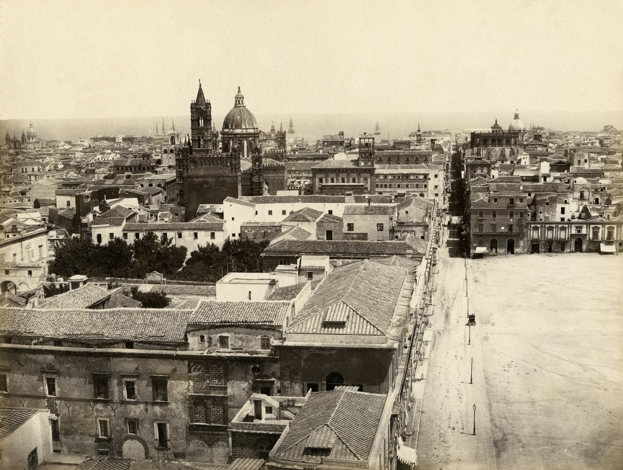 Udsigt over Palermo fra Porta Nuova, Sicilien, Italien, fotografi af Giorgio Sommer af Giorgio Sommer