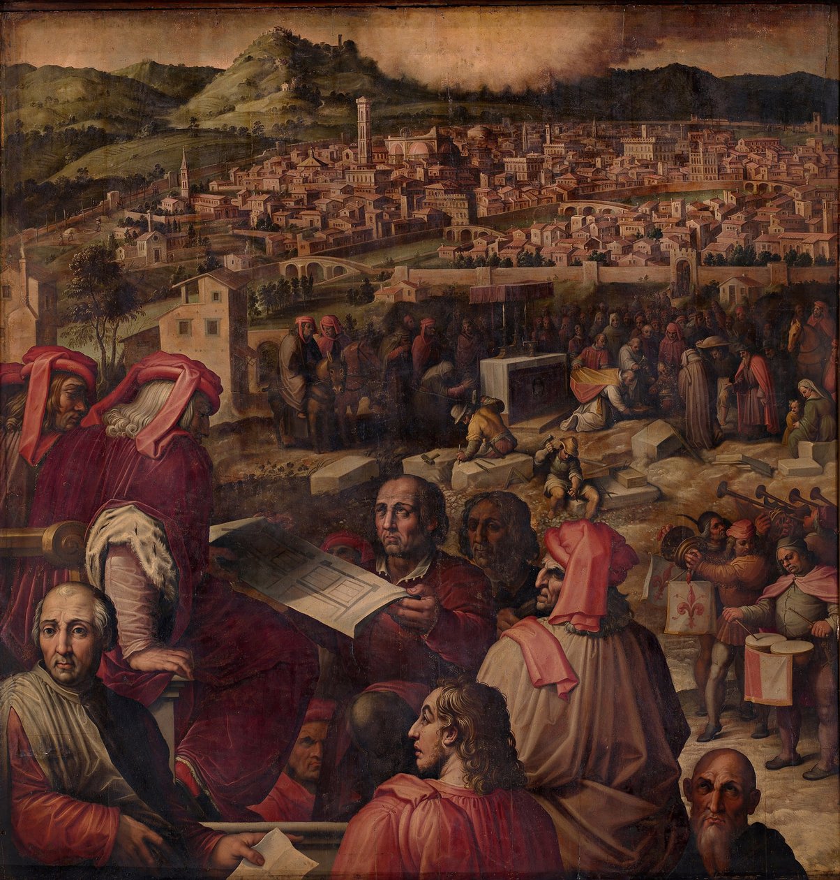 Arnolfo di Cambio viser planen om at udvide Firenze, 1563-1565 af Giorgio Vasari