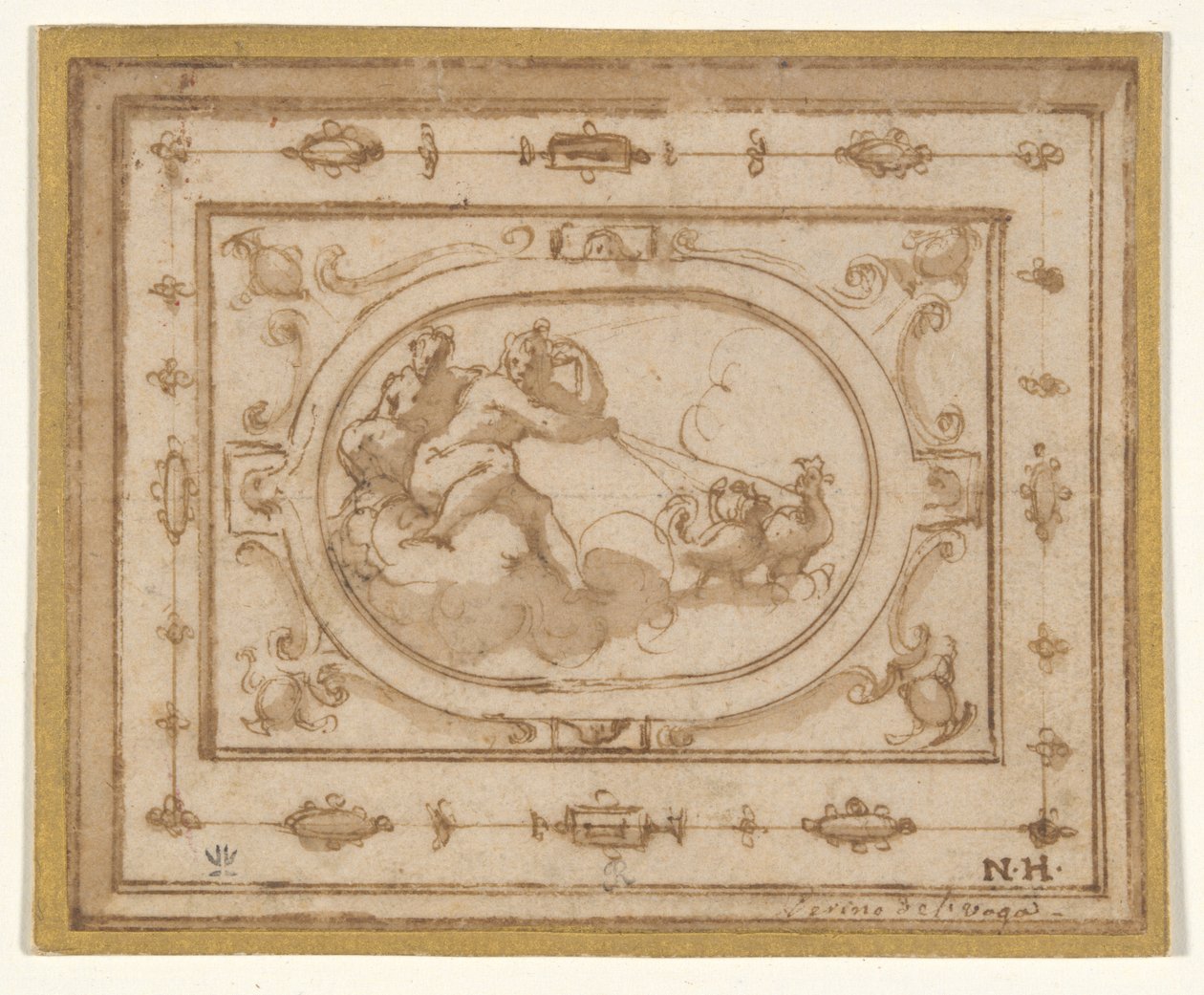 Aurora og Tithonius, studere til en scenedekoration til en opførelse af Aretino af Giorgio Vasari