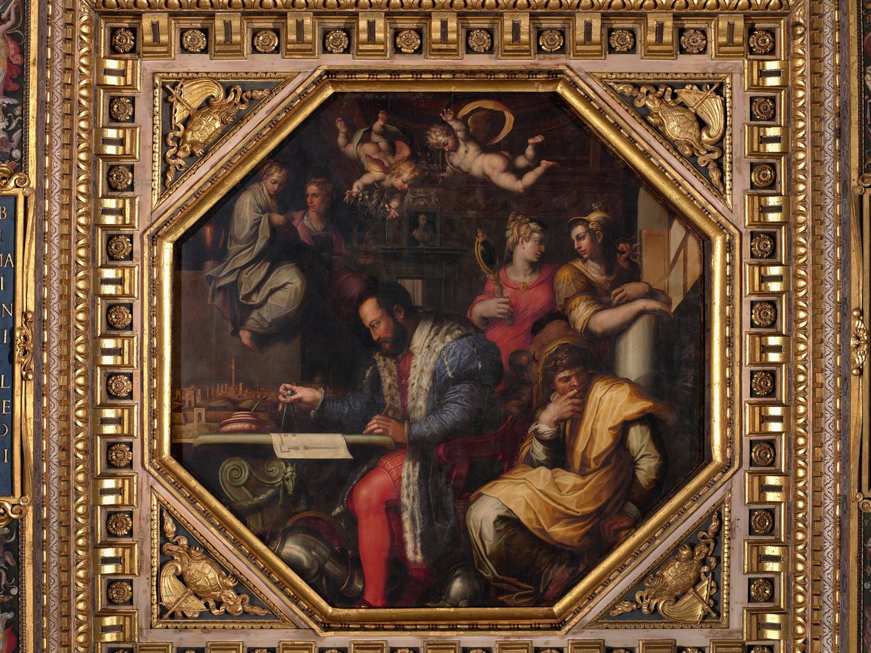 Cosimo studerer optagelsen af Siena af Giorgio Vasari