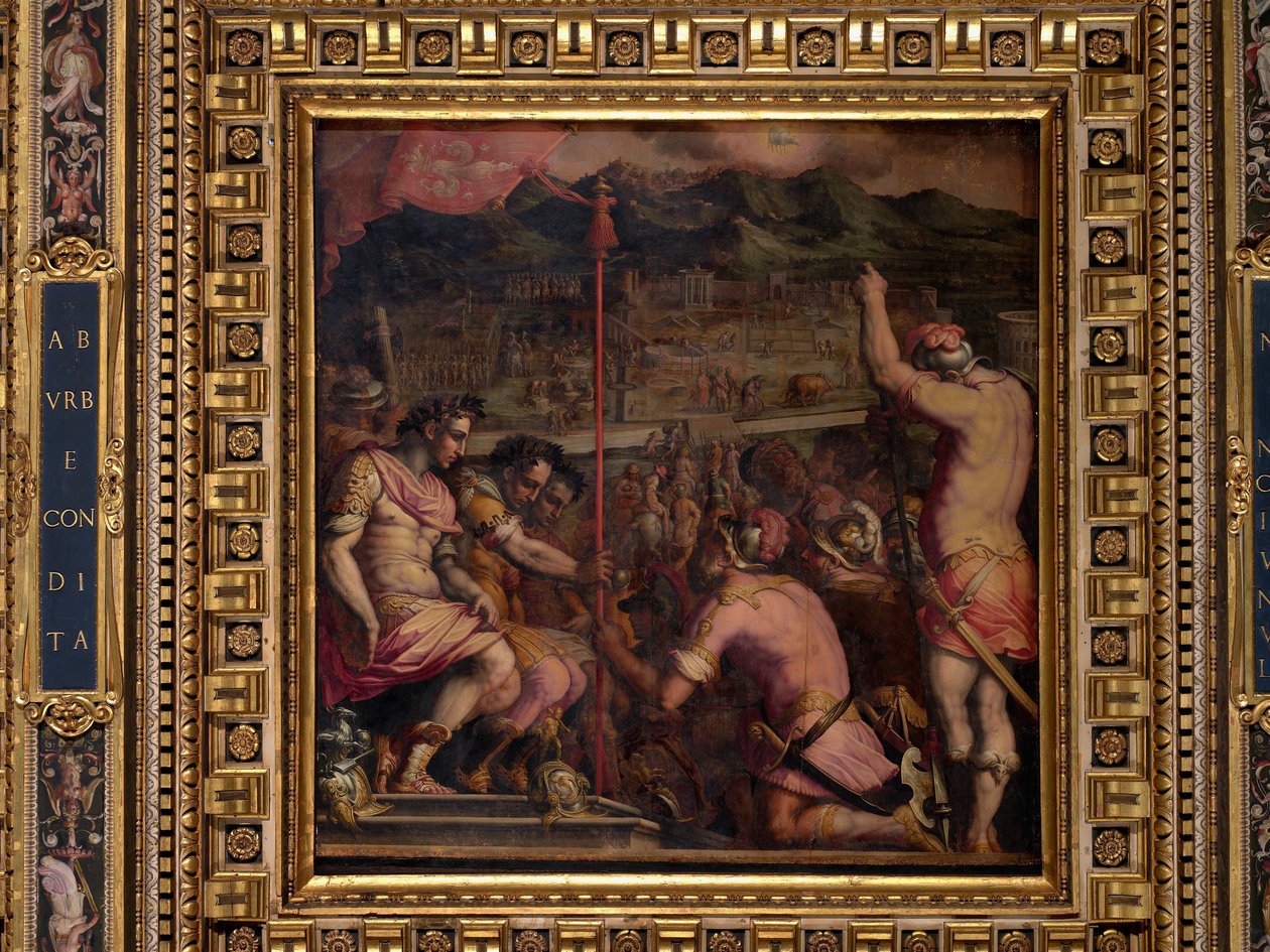 Grundlæggelsen af Florentia, en romersk bosættelse af Giorgio Vasari