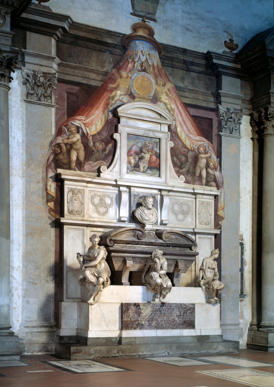 Begravelsesmonument til hyldest til billedhuggeren og arkitekten fra renæssancen Michelangelo af Giorgio Vasari