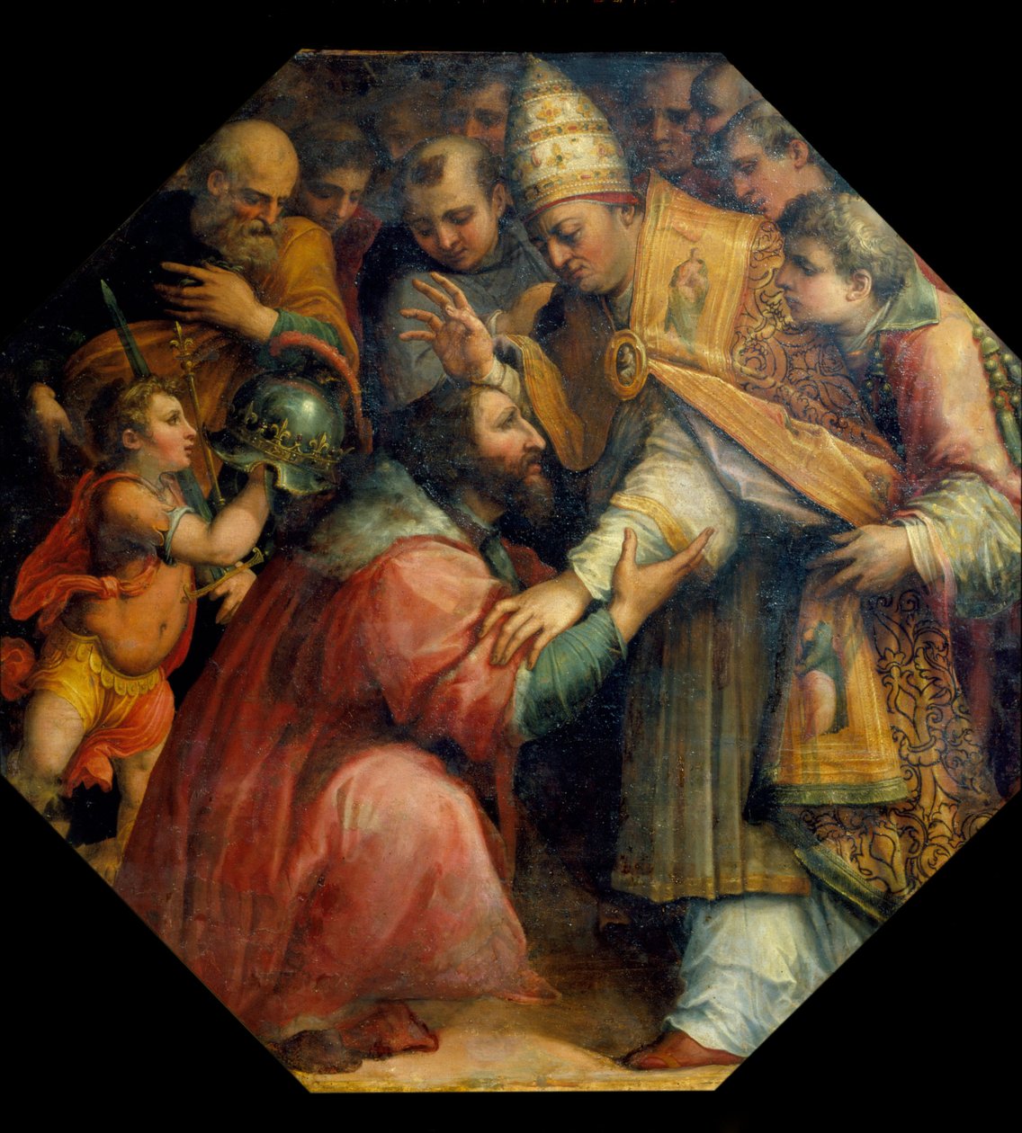 Møde mellem Francois I og Leon X i Bologna (Concordat of Bologna i 1517), ca. 1558-62 (olie) af Giorgio Vasari