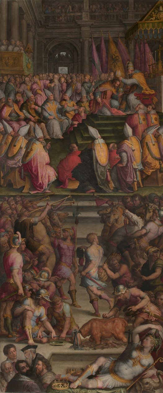 Pave Clemens VII kronede Karl V i Bologna, 1556-1562 af Giorgio Vasari