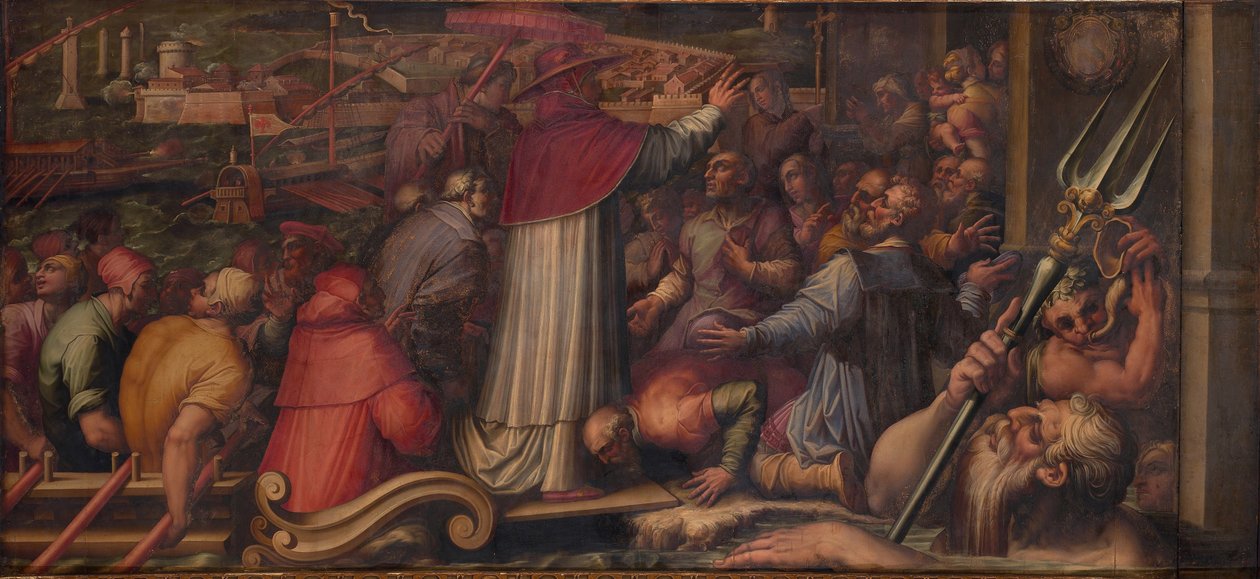 Pave Eugene IV går fra borde ved Leghorn for at søge tilflugt i Firenze, 1563-1565 af Giorgio Vasari