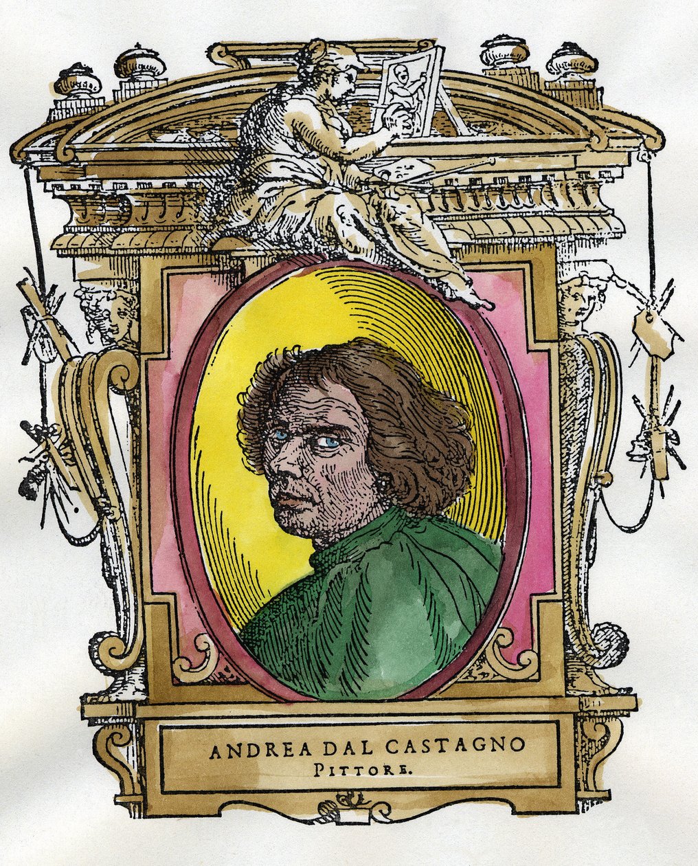 Portræt af maleren Andrea Del Castagno (ca. 1410 - 1457). Samling af biografier om malere og billedhuggere af Giorgio Vasari. af Giorgio Vasari