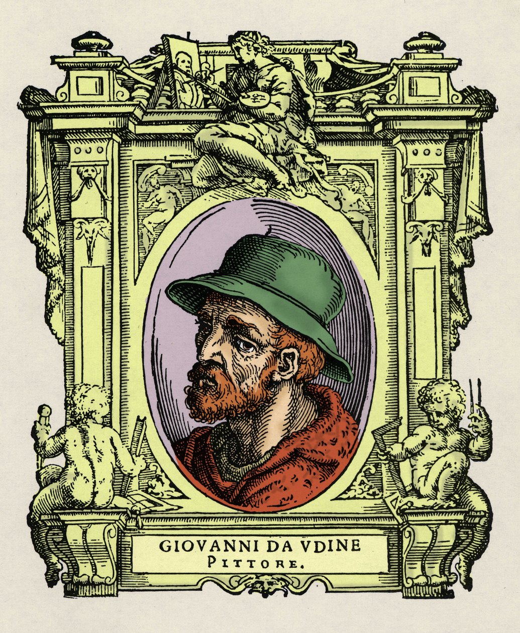 Portræt af Giovanni da Udine (Giovanni Nanni) (1487-1564). italiensk maler og arkitekt. Gravering af godbidden "" Lives of the most excellent painters, sculptors and architects "" (The Lives of the most excellent painters, sculptors and architects) af Gior af Giorgio Vasari