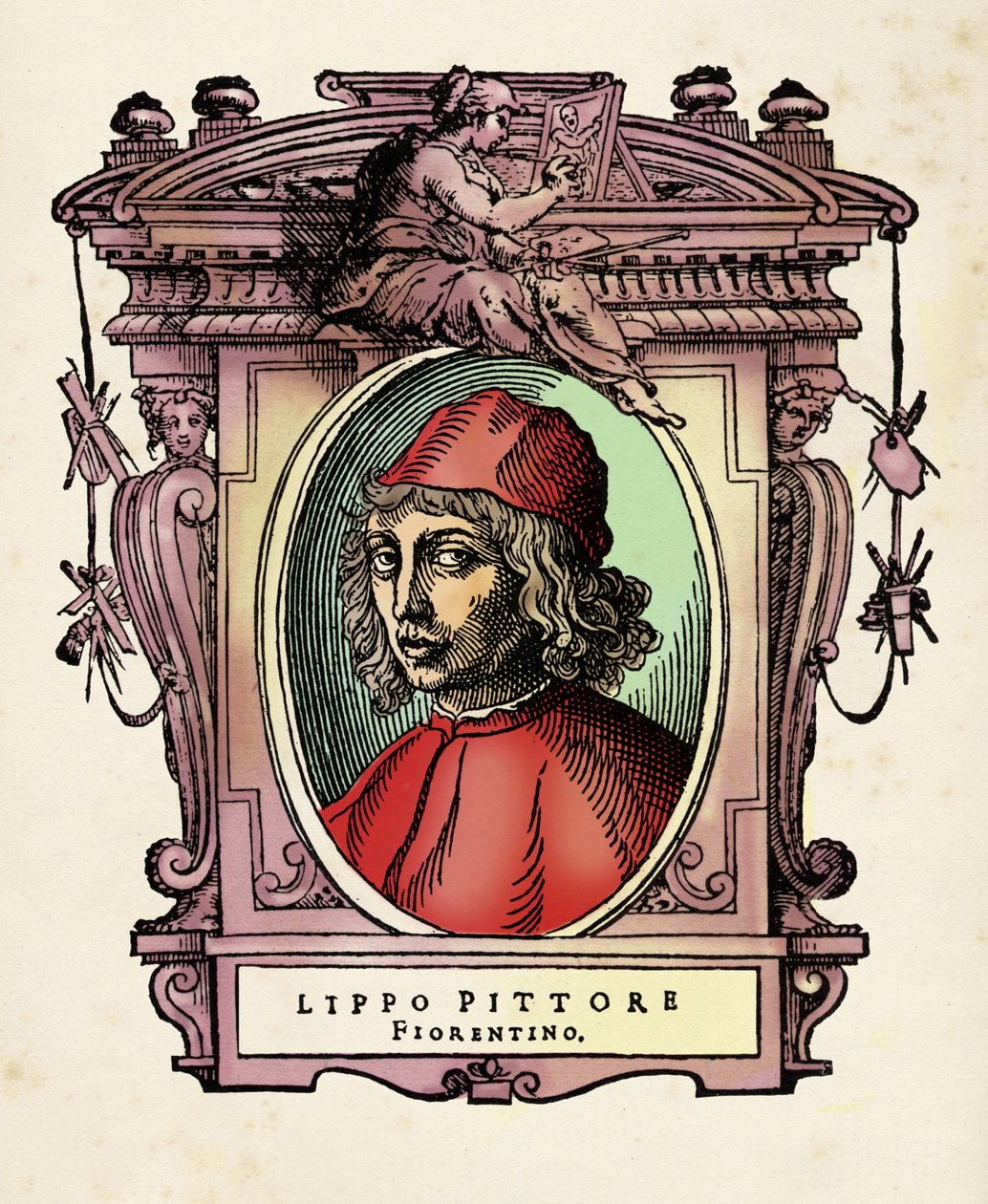 Portræt af Lippo di Benivieni (13.-14. århundrede) Indgravering fra "The Lives" af Giorgio Vasari (1511-1574) 1568 af Giorgio Vasari