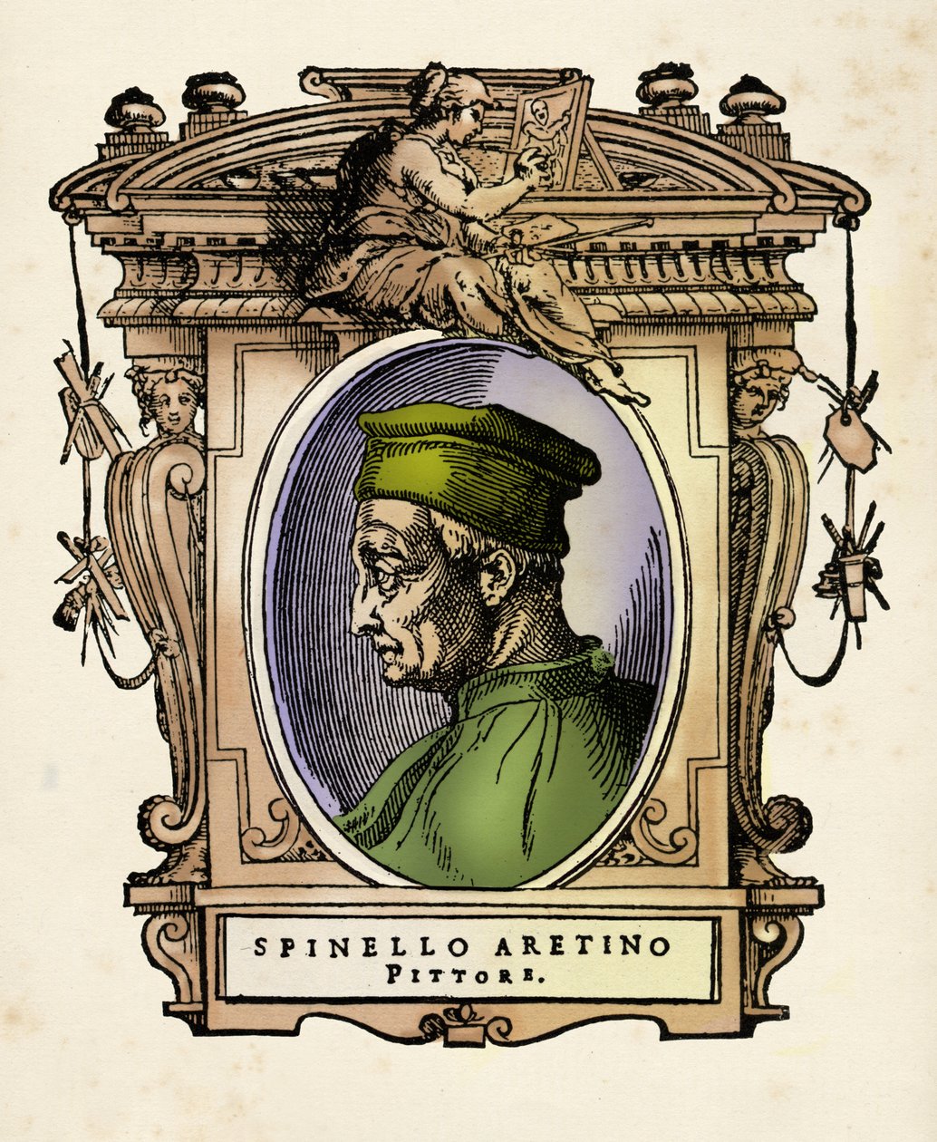 Portræt af Spinello Aretino (ne Spinello di Luca Spinelli) (1350-1410) Gravering fra "" Lives "" af Giorgio Vasari (1511-1574) 1568 af Giorgio Vasari