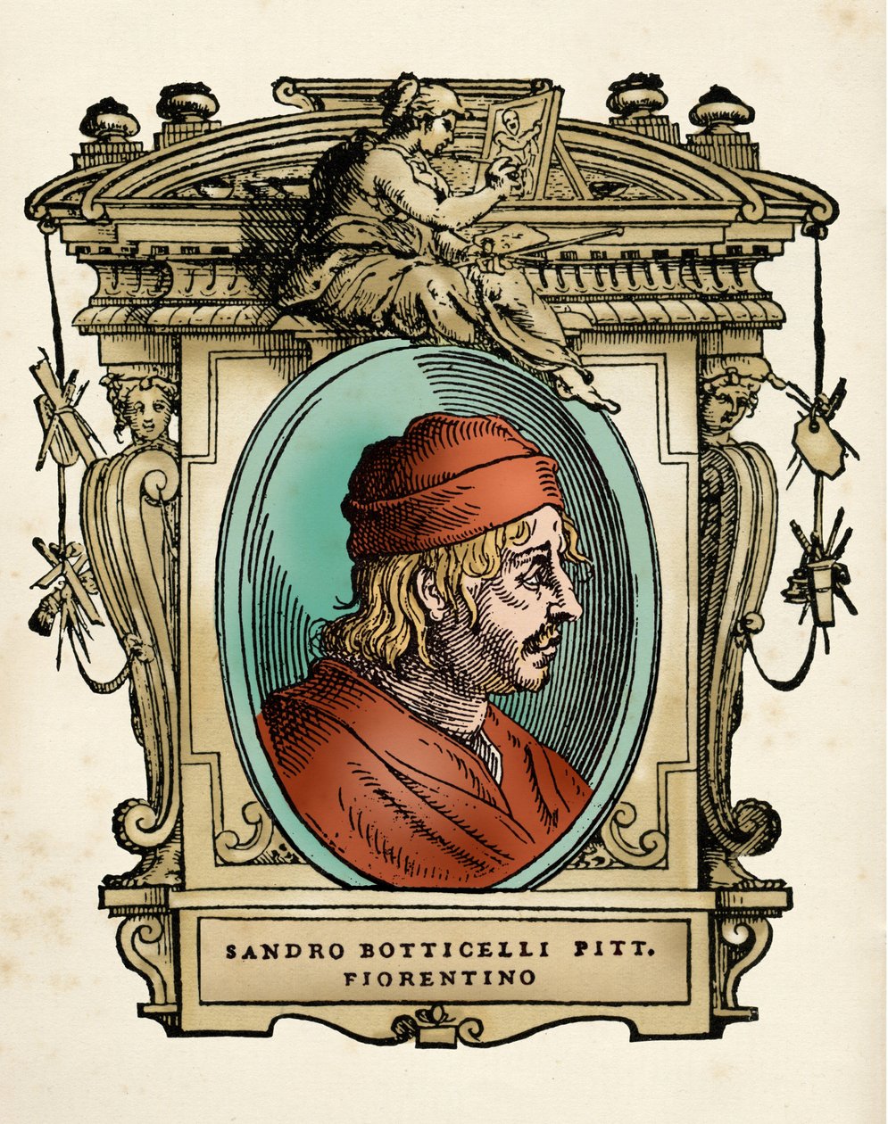 Portræt af maleren Sandro Botticelli (1445-1510) (Alessandro di Mariano di Vanni Filipepi) Indgravering fra 