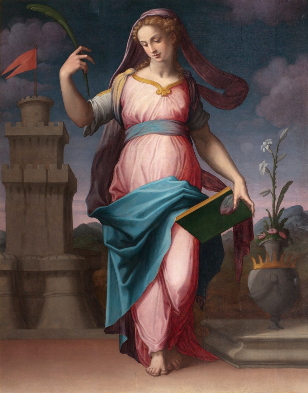 Sankt Barbara (St. Barbara) - Maleri af Giorgio Vasari (1511-1574), olie på lærred af Giorgio Vasari