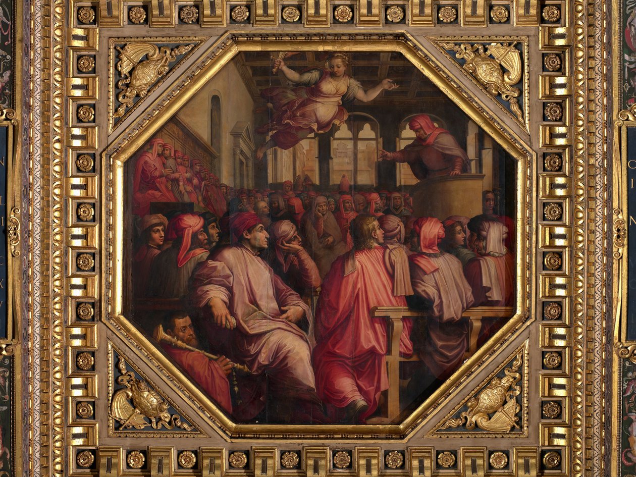 Tale af Antonio Giacomini for krigen mod Pisa i Sala dei Duecento af Giorgio Vasari