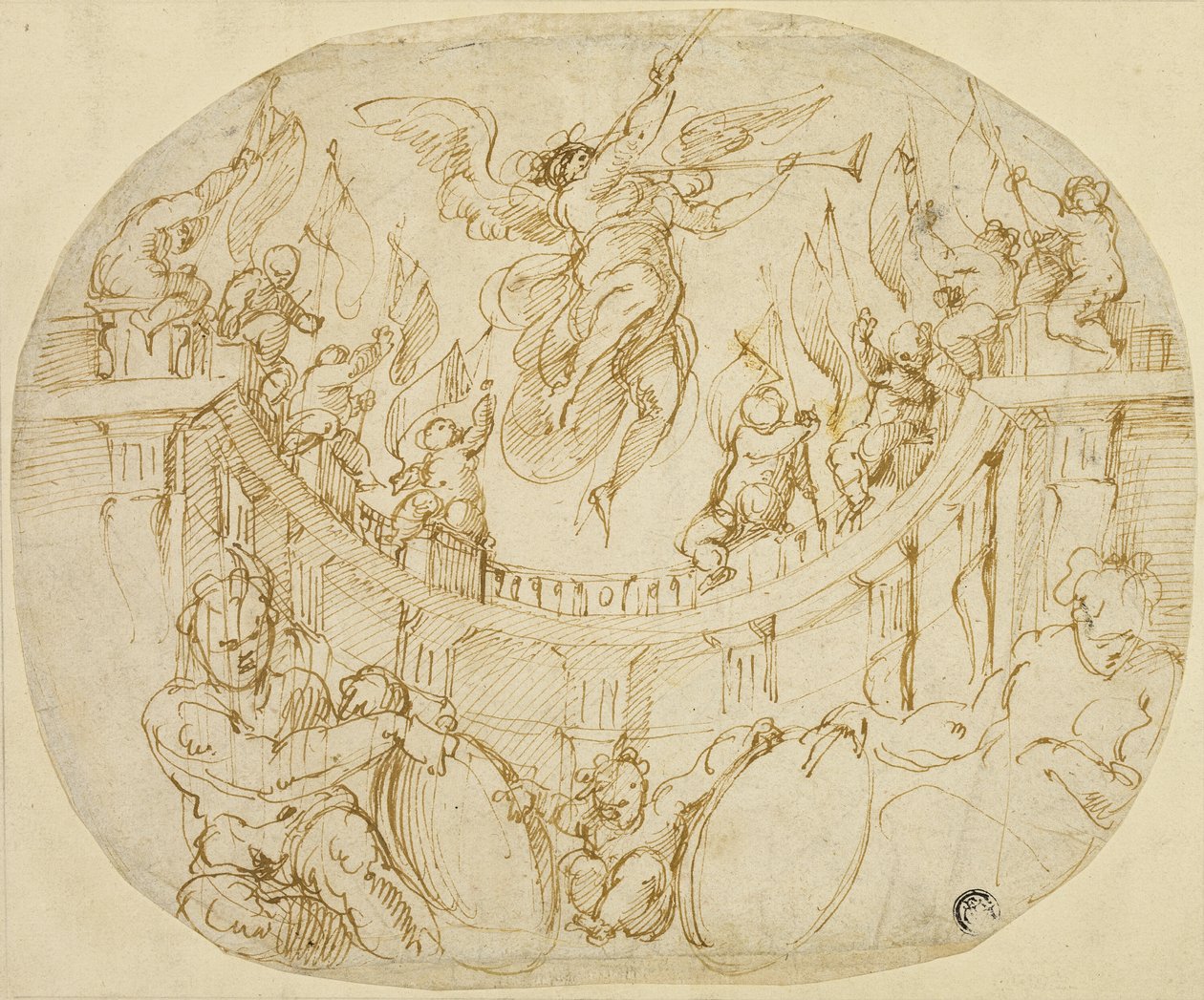 Studie til Allegori over to kvarterer i Firenze af Giorgio Vasari
