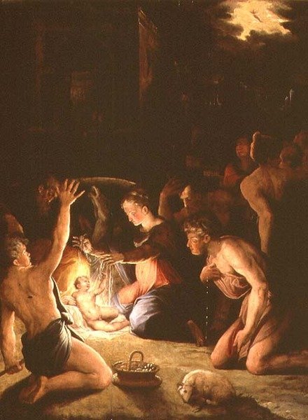 Hyrdernes tilbedelse (panel) af Giorgio Vasari